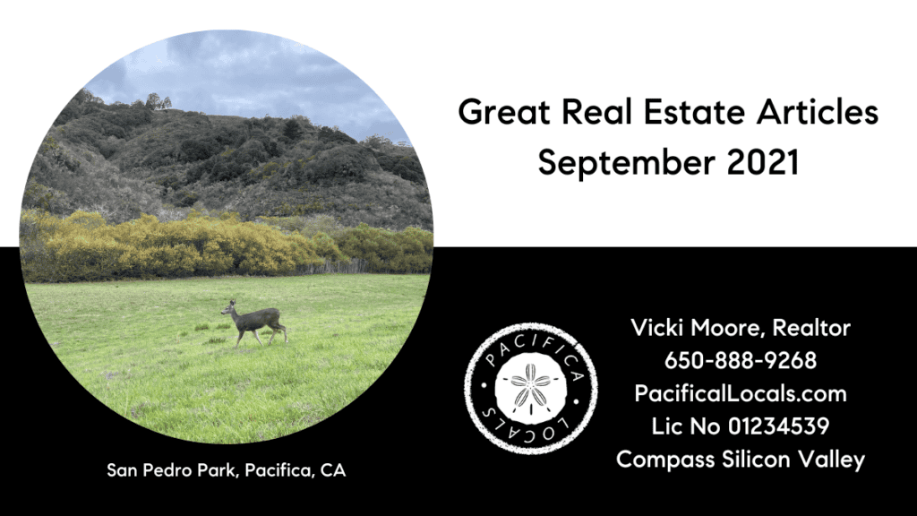 article title: Great Real Estate Articles September 2021 image is of a large green grassy field with a deer standing in the center