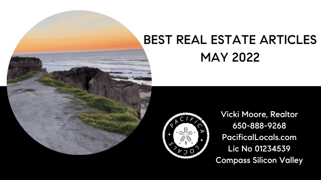 article title: BEST REAL ESTATE ARTICLES MAY 2022 image dirt road along the ocean. sunset. orange and yellow sky. calm waves.