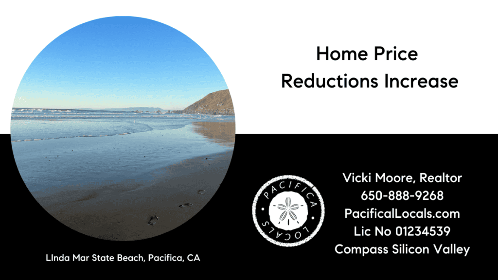 image of Linda Mar State Beach at low tide. title of blog: Home Price Reductions increase