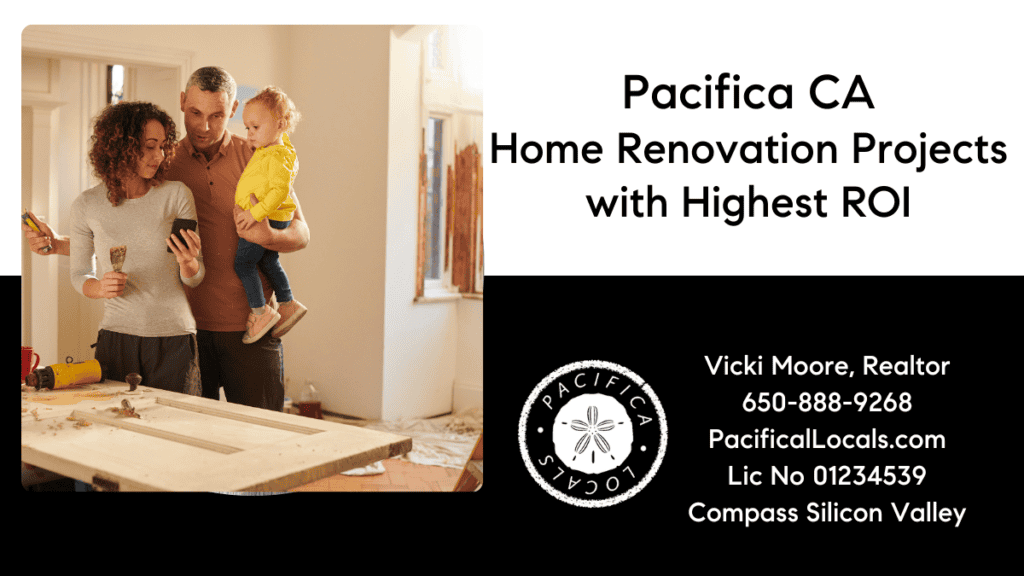 Article title: Pacifica CA home renovation projects with highest ROI Image: Mother, and father holding a child involved in a home remodeling project.