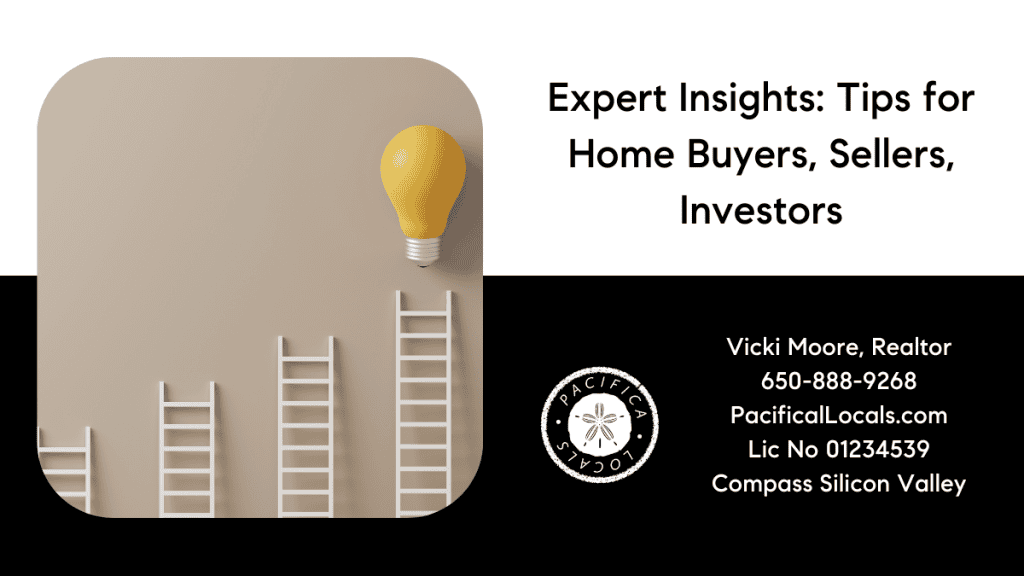 title: Expert Insights: Tips for Home Buyers, Sellers, Investors image: ladders escalating in size from left to right with a yellow lightbulb above the ladder that is furthest to the right