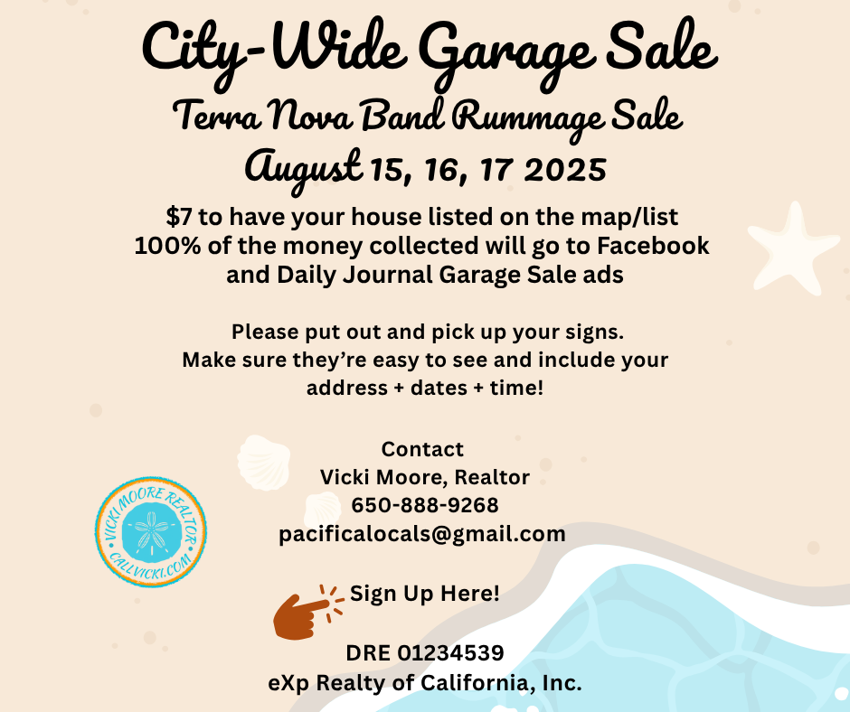 Pacifica City-Wide Garage Sale 2025 notice flyer with date and event details